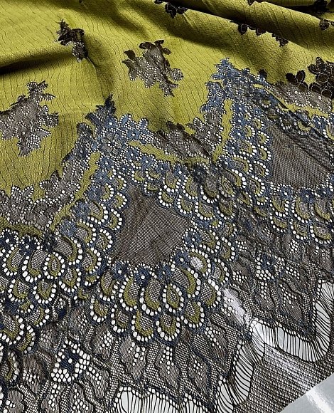 Кружево СКИДКА купон зелен\синий